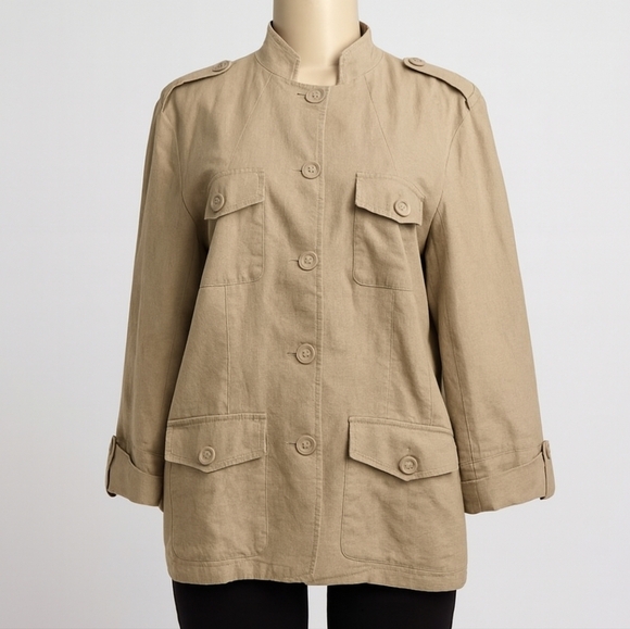 Coldwater Creek Linen Blend Safari Jacket – Size 14 (L) - Picture 1 of 7